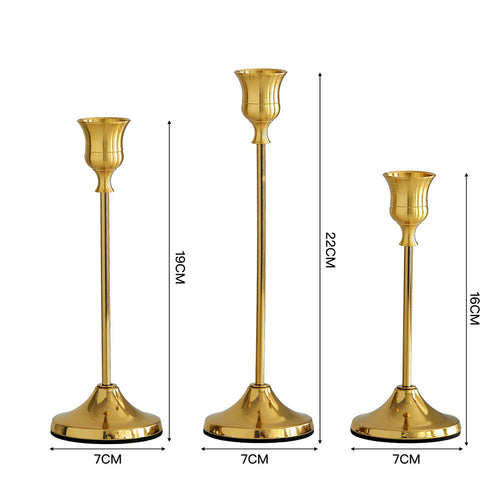 gold taper candle holder (set of 3)